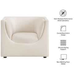 Hilda Alabaster Curved Back Performance Velvet Armchair - Ornate Home
