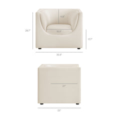 Hilda Alabaster Curved Back Performance Velvet Armchair - Ornate Home