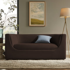 Hilda Chocolate Brown 67" Curved Back Performance Velvet Loveseat - Ornate Home