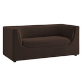 Hilda Chocolate Brown 67" Curved Back Performance Velvet Loveseat - Ornate Home
