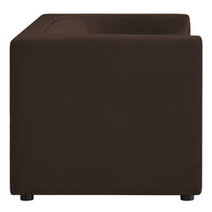 Hilda Chocolate Brown 67" Curved Back Performance Velvet Loveseat - Ornate Home