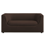 Hilda Chocolate Brown 67" Curved Back Performance Velvet Loveseat - Ornate Home