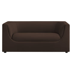 Hilda Chocolate Brown 67" Curved Back Performance Velvet Loveseat - Ornate Home
