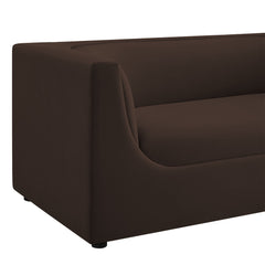 Hilda Chocolate Brown 67" Curved Back Performance Velvet Loveseat - Ornate Home