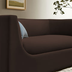 Hilda Chocolate Brown 67" Curved Back Performance Velvet Loveseat - Ornate Home