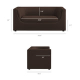 Hilda Chocolate Brown 67" Curved Back Performance Velvet Loveseat - Ornate Home