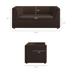 Hilda Chocolate Brown 67" Curved Back Performance Velvet Loveseat - Ornate Home