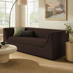 Hilda Chocolate Brown 86" Curved Back Performance Velvet Sofa - Ornate Home