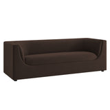 Hilda Chocolate Brown 86" Curved Back Performance Velvet Sofa - Ornate Home