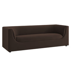 Hilda Chocolate Brown 86" Curved Back Performance Velvet Sofa - Ornate Home