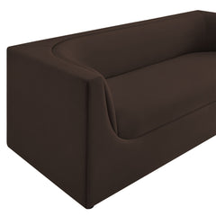 Hilda Chocolate Brown 86" Curved Back Performance Velvet Sofa - Ornate Home