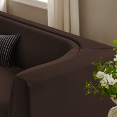 Hilda Chocolate Brown 86" Curved Back Performance Velvet Sofa - Ornate Home