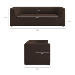 Hilda Chocolate Brown 86" Curved Back Performance Velvet Sofa - Ornate Home
