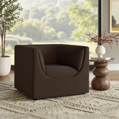 Hilda Chocolate Brown Curved Back Performance Velvet Armchair - Ornate Home
