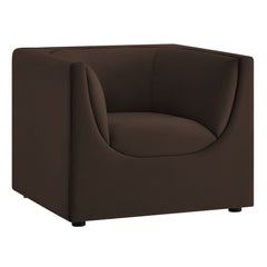 Hilda Chocolate Brown Curved Back Performance Velvet Armchair - Ornate Home