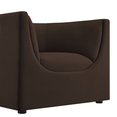 Hilda Chocolate Brown Curved Back Performance Velvet Armchair - Ornate Home