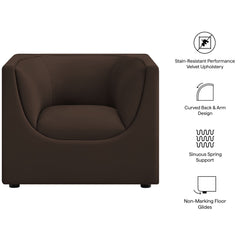 Hilda Chocolate Brown Curved Back Performance Velvet Armchair - Ornate Home