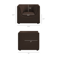 Hilda Chocolate Brown Curved Back Performance Velvet Armchair - Ornate Home