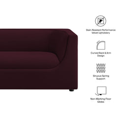 Hilda Mulberry 67" Curved Back Performance Velvet Loveseat - Ornate Home
