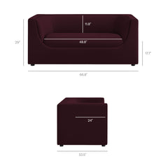 Hilda Mulberry 67" Curved Back Performance Velvet Loveseat - Ornate Home