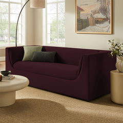 Hilda Mulberry 86" Curved Back Performance Velvet Sofa - Ornate Home