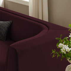 Hilda Mulberry 86" Curved Back Performance Velvet Sofa - Ornate Home