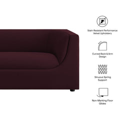 Hilda Mulberry 86" Curved Back Performance Velvet Sofa - Ornate Home