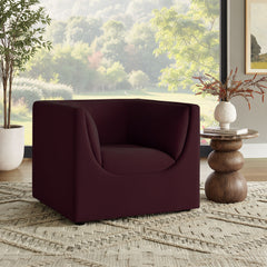 Hilda Mulberry Curved Back Performance Velvet Armchair - Ornate Home
