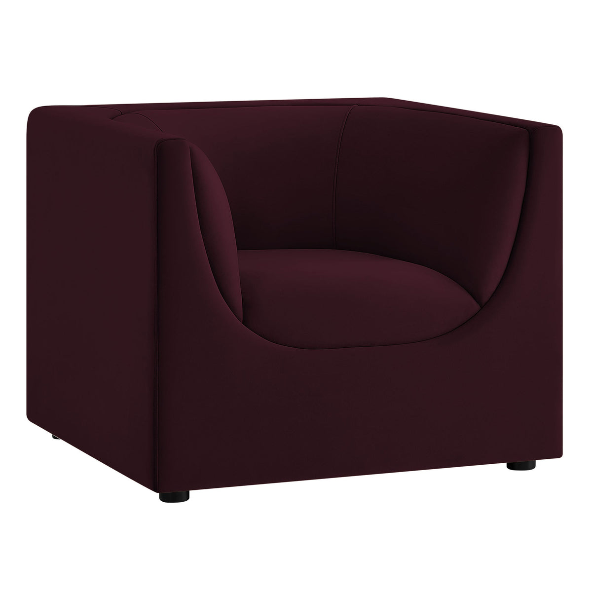 Hilda Mulberry Curved Back Performance Velvet Armchair - Ornate Home