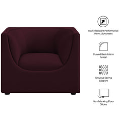 Hilda Mulberry Curved Back Performance Velvet Armchair - Ornate Home