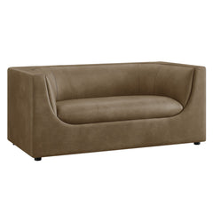 Hilda Mushroom 67" Curved Back Vegan Leather Loveseat - Ornate Home