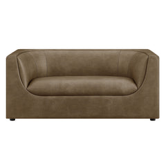 Hilda Mushroom 67" Curved Back Vegan Leather Loveseat - Ornate Home