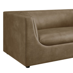 Hilda Mushroom 67" Curved Back Vegan Leather Loveseat - Ornate Home