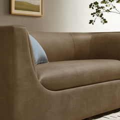 Hilda Mushroom 67" Curved Back Vegan Leather Loveseat - Ornate Home