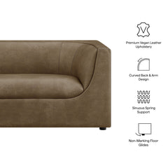 Hilda Mushroom 67" Curved Back Vegan Leather Loveseat - Ornate Home