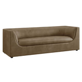 Hilda Mushroom 86" Curved Back Vegan Leather Sofa - Ornate Home