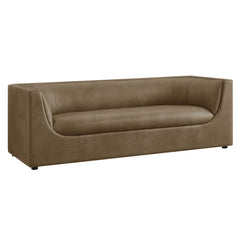 Hilda Mushroom 86" Curved Back Vegan Leather Sofa - Ornate Home