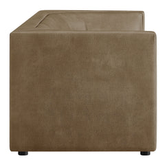 Hilda Mushroom 86" Curved Back Vegan Leather Sofa - Ornate Home