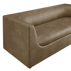 Hilda Mushroom 86" Curved Back Vegan Leather Sofa - Ornate Home