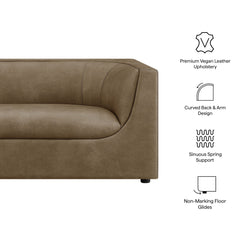 Hilda Mushroom 86" Curved Back Vegan Leather Sofa - Ornate Home