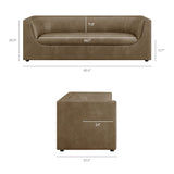 Hilda Mushroom 86" Curved Back Vegan Leather Sofa - Ornate Home