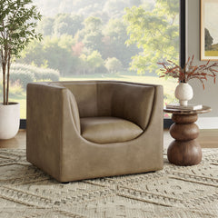 Hilda Mushroom Curved Back Vegan Leather Armchair - Ornate Home