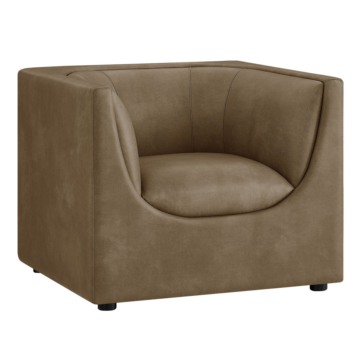 Hilda Mushroom Curved Back Vegan Leather Armchair - Ornate Home