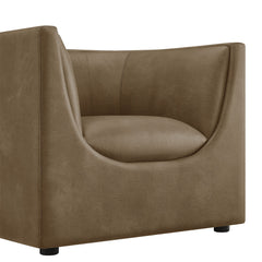 Hilda Mushroom Curved Back Vegan Leather Armchair - Ornate Home