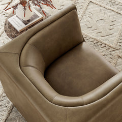 Hilda Mushroom Curved Back Vegan Leather Armchair - Ornate Home
