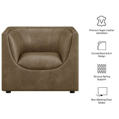 Hilda Mushroom Curved Back Vegan Leather Armchair - Ornate Home