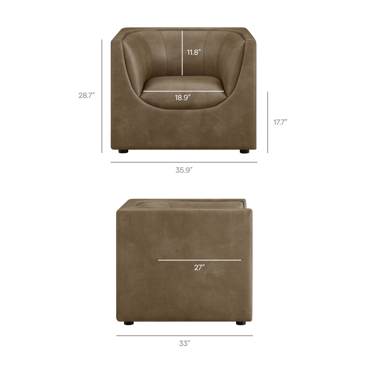 Hilda Mushroom Curved Back Vegan Leather Armchair - Ornate Home