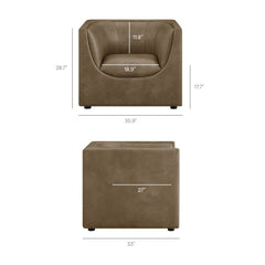 Hilda Mushroom Curved Back Vegan Leather Armchair - Ornate Home