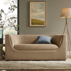 Hilda Taupe 67" Curved Back Performance Velvet Loveseat - Ornate Home