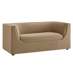 Hilda Taupe 67" Curved Back Performance Velvet Loveseat - Ornate Home